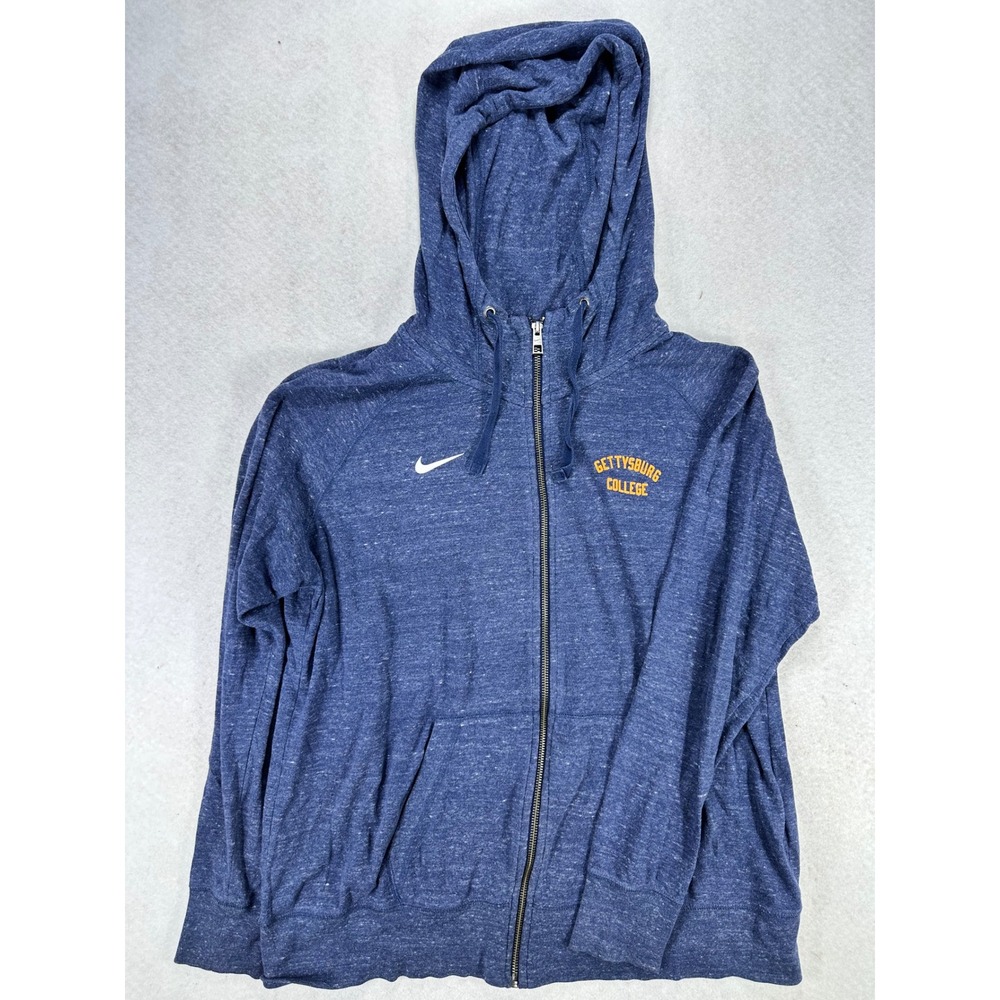 Nike Gettysburg College Full Zip Hoodie Blue Heathered Mens XL Lightweight